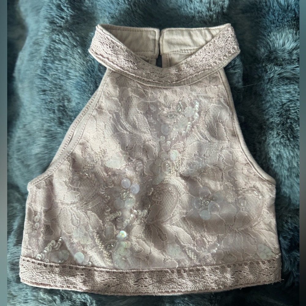 Ooh! La, La! Couture Pink Lace Halter Top